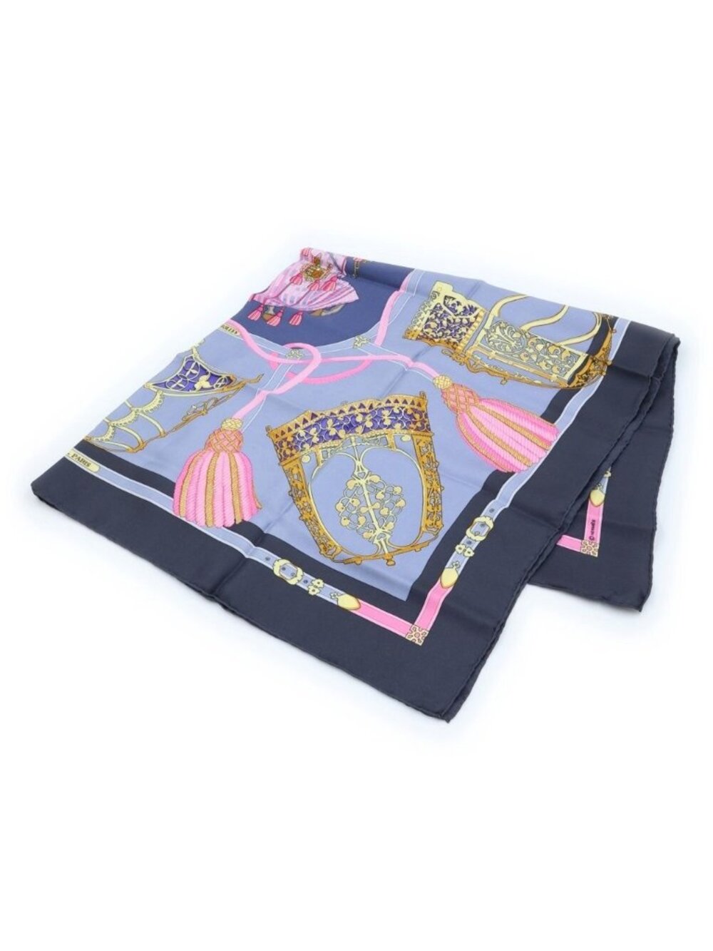 Hermes Carre 90 les Muserolles Nose Leather Silk Scarf Shawl Gray Multicolor - Picture 1 of 6